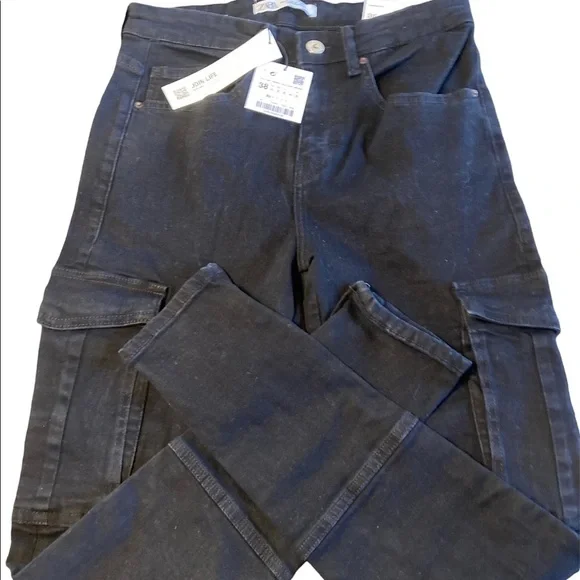CLEARANCE ZARA Man Cargo Jeans NWT POCKETS  SIZE 30 skinny zip ankles - Picture 3 of 3